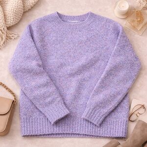 LOFT Lavender Bouclé Sweater Soft Textured Knit Cozy Relaxed Fit